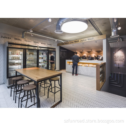 wholesale coffee and juice wooden kiosk and booth / retail juice shop interior design